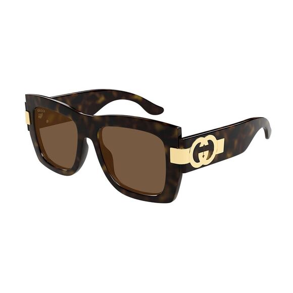 Gucci GG 1688S 002 Havana Plastic Square Sunglasses Brown Lens - Picture 1 of 3